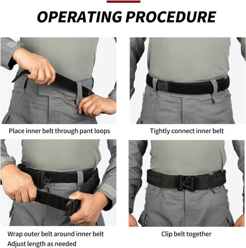 Tactical Belt Battle Men’s EDC Duty Belt with Inner Belt & Anti-slip Belt
