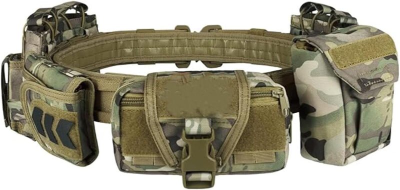Tactical Battle Belt with Quick Release & Accessory Pouches – 7 in 1 Duty Belt for Men