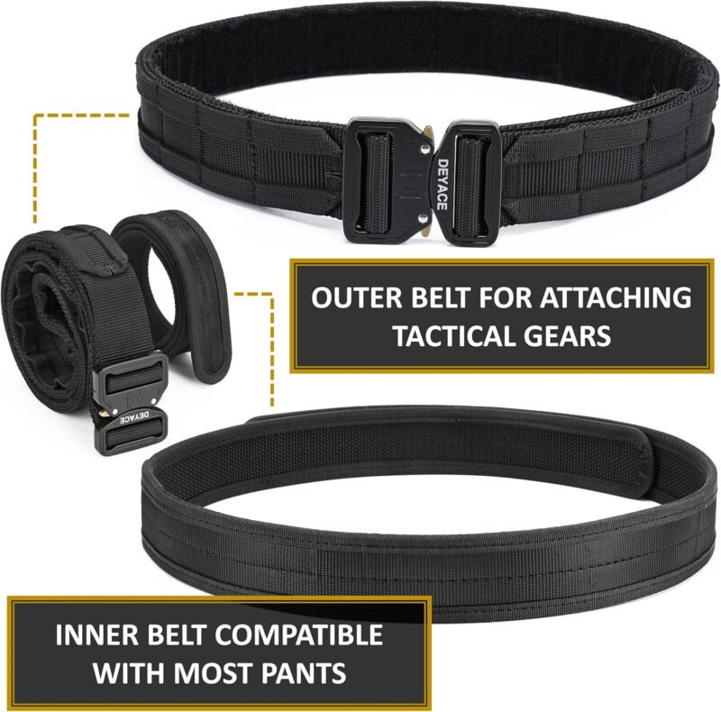 Quick Release Battle Belt, 1.75” Tactical MOLLE Heavy Duty Belt and 1.5” EDC Inner Belt for Law Enforcement, Shooter