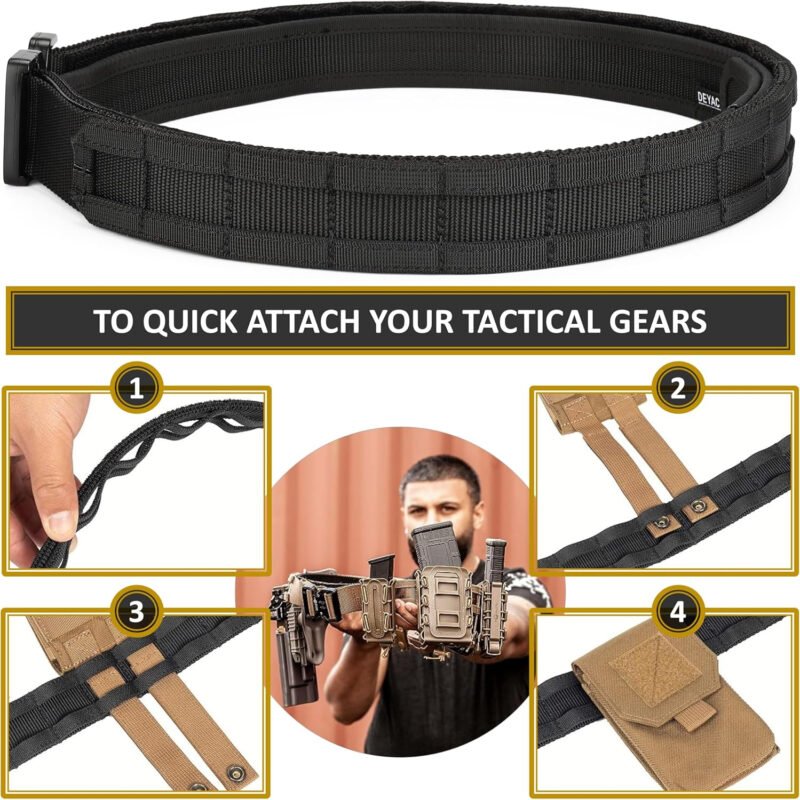 Quick Release Battle Belt, 1.75” Tactical MOLLE Heavy Duty Belt and 1.5” EDC Inner Belt for Law Enforcement, Shooter