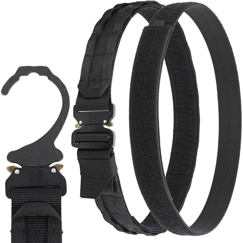 Tactical Battle Belt – Heavy Duty Belt with Hanger MOLLE Belt 1.75” Outer Belt with Inner Belts