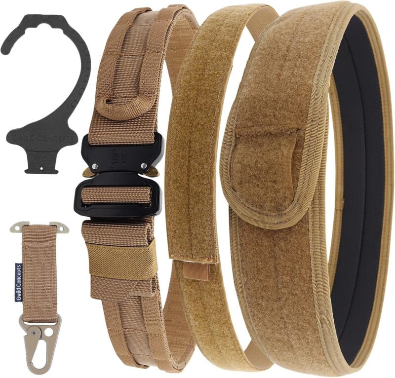 Tactical Battle Belt, 5-in-1 Quick Release Rigger Belt 1.75” MOLLE Belt Duty Belt with Belt Hanger