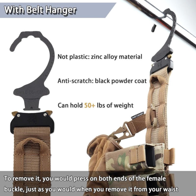 Tactical Battle Belt, 5-in-1 Quick Release Rigger Belt 1.75” MOLLE Belt Duty Belt with Belt Hanger