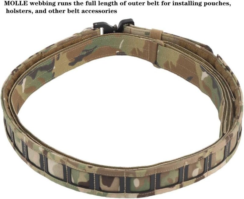 Quick Release Tactical Belt for Men, Military Hiking Nylon Web Work Belt Battle Outer Belt with Inner Belt