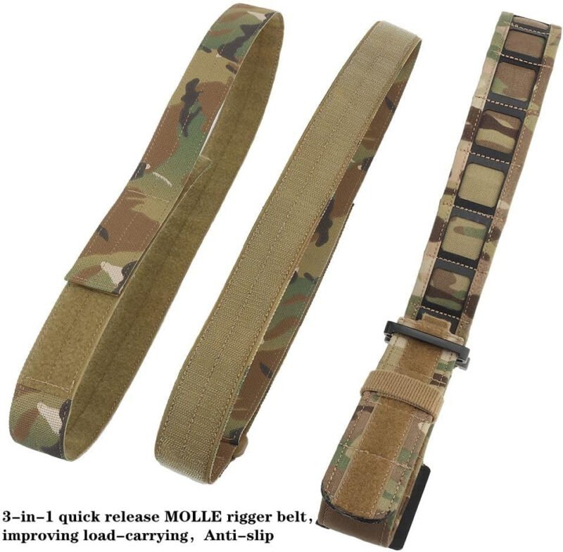 Quick Release Tactical Belt for Men, Military Hiking Nylon Web Work Belt Battle Outer Belt with Inner Belt