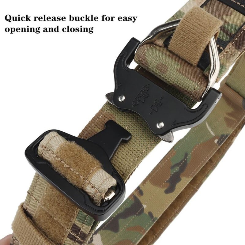 Quick Release Tactical Belt for Men, Military Hiking Nylon Web Work Belt Battle Outer Belt with Inner Belt