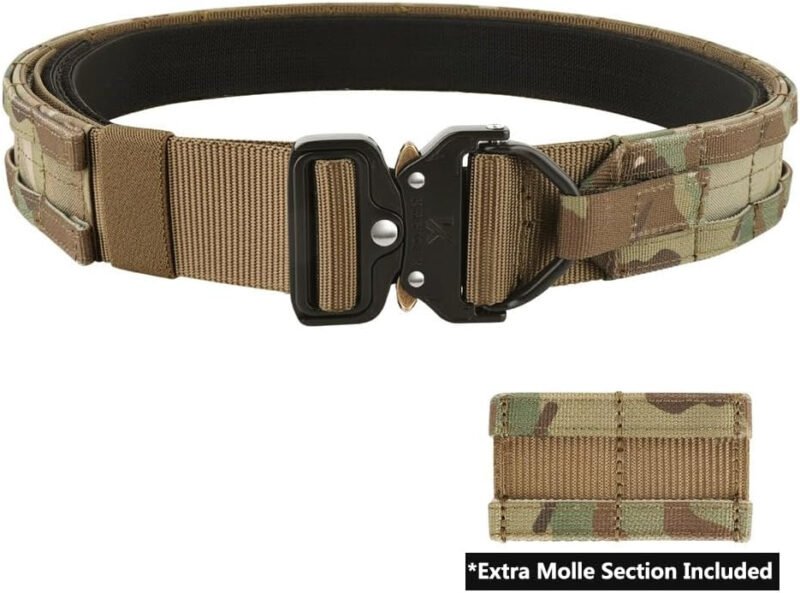 KRYDEX Quick Release Gun Belt 1.75 Inch MOLLE Inner &Outer Tactical Battle Belt with D Ring