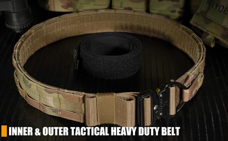KRYDEX Quick Release Gun Belt 1.75 Inch MOLLE Inner &Outer Tactical Battle Belt with D Ring