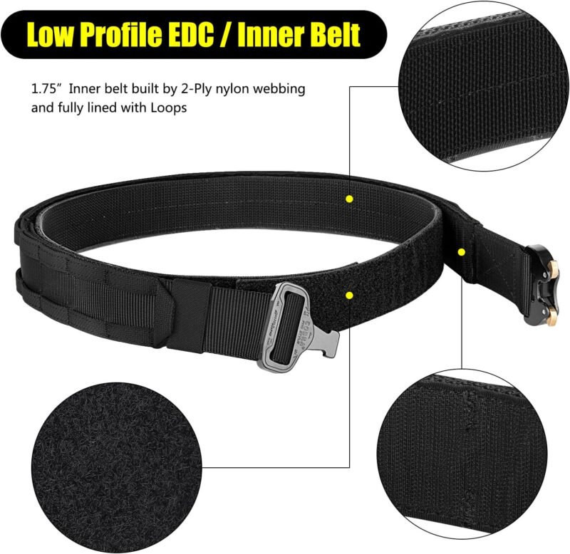 PETAC GEAR Tactical Battle Belt with Cobra Buckle | Heavy Duty Rigger Gun Belts |1.75″ Inner Outer Molle Belt.