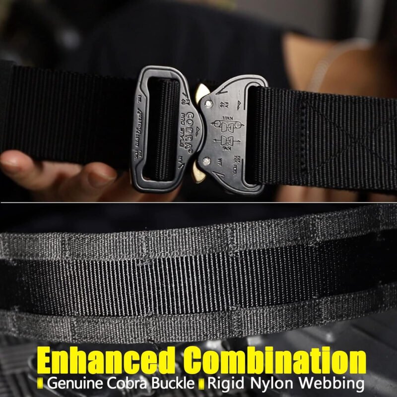 PETAC GEAR Tactical Battle Belt with Cobra Buckle | Heavy Duty Rigger Gun Belts |1.75″ Inner Outer Molle Belt.