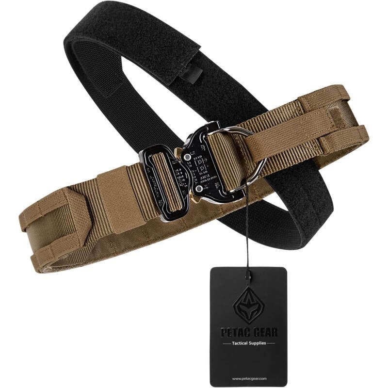 PETAC GEAR Tactical Battle Belt with Cobra Buckle D-Ring | Military Heavy Duty Rigger Gun Belts | Inner Outer Molle Belt.