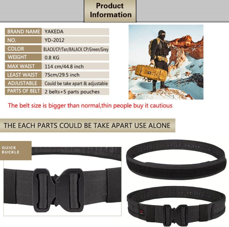 Tactical Battle Belt Quick Release Rigger 1.75 Inch Inner & Outer  Belt Heavy Duty Belts for Men