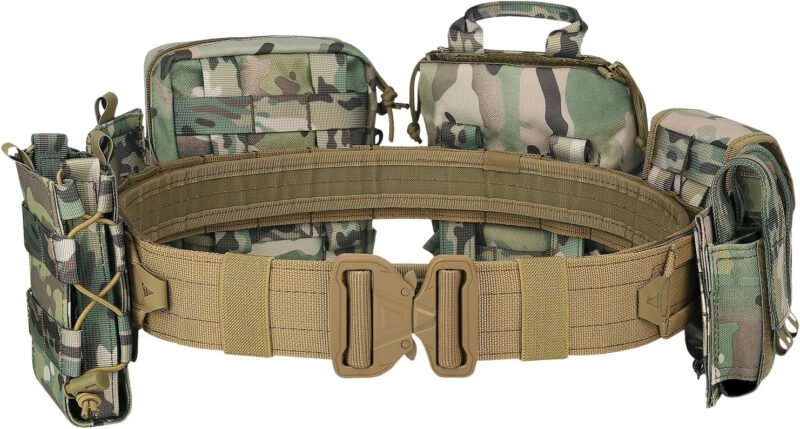 Tactical Belt Battle Law Enforcement Molle  Duty Belt Quick-Release with Pouches 8 in 1