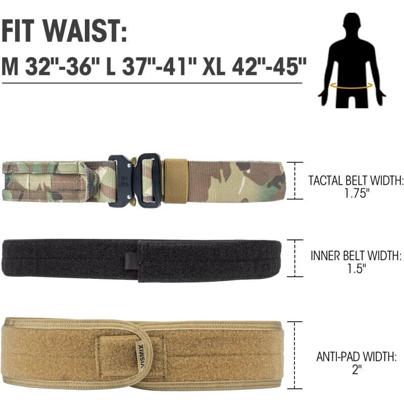 VISMIX Tactical Belt, Quick Release 1.75″ MOLLE Battle Belt with Inner Belt and Anti-Slip Pad- Heavy Duty Battle Belts