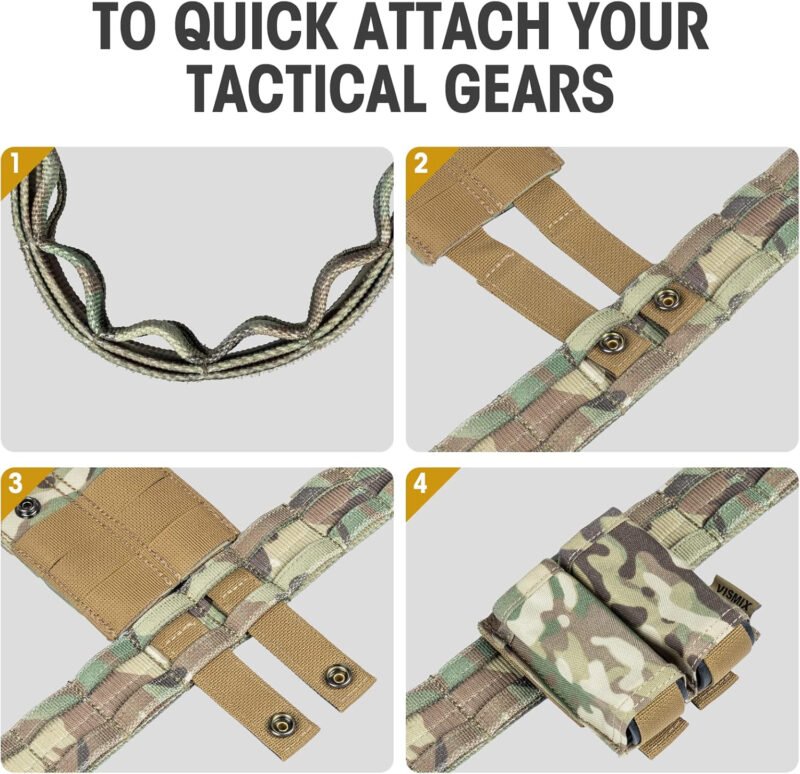 VISMIX Tactical Belt, Quick Release 1.75″ MOLLE Battle Belt with Inner Belt and Anti-Slip Pad- Heavy Duty Battle Belts
