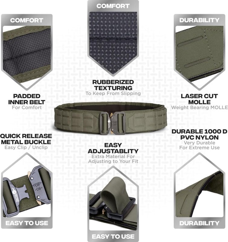 Tacticon Battle Belt | Padded Tactical Nylon Belts | Disabled Combat Veteran Owned Company