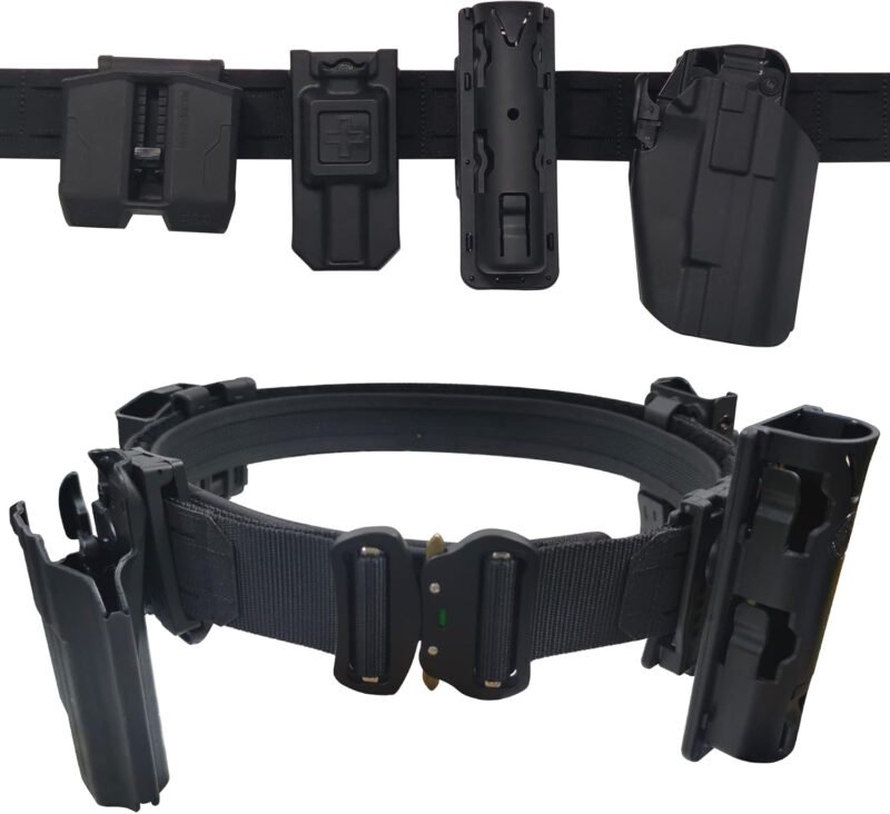 Tactical Battle Belt Law Enforcement Duty Belt Kits Military Style Riggers Belt 5-in-1 Utility Belt rig (Large)