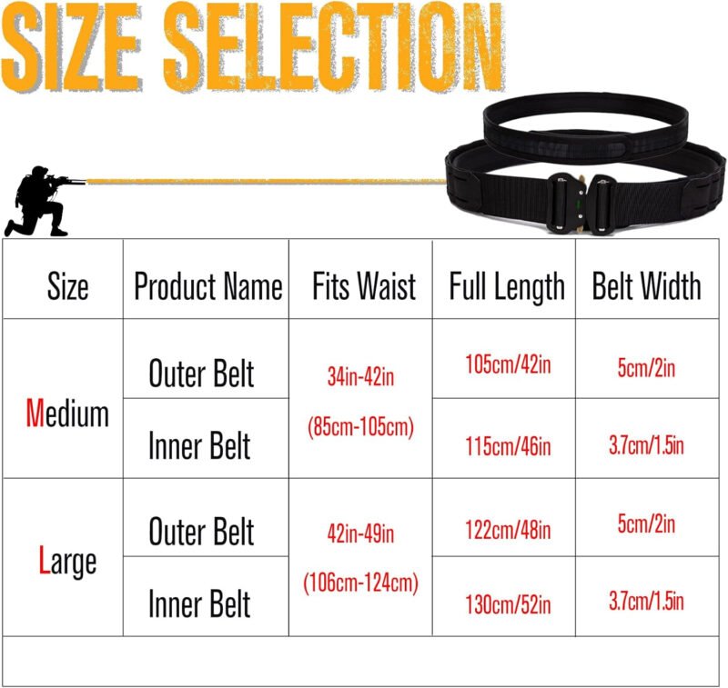 Tactical Battle Belt Law Enforcement Duty Belt Kits Military Style Riggers Belt 5-in-1 Utility Belt rig (Large)