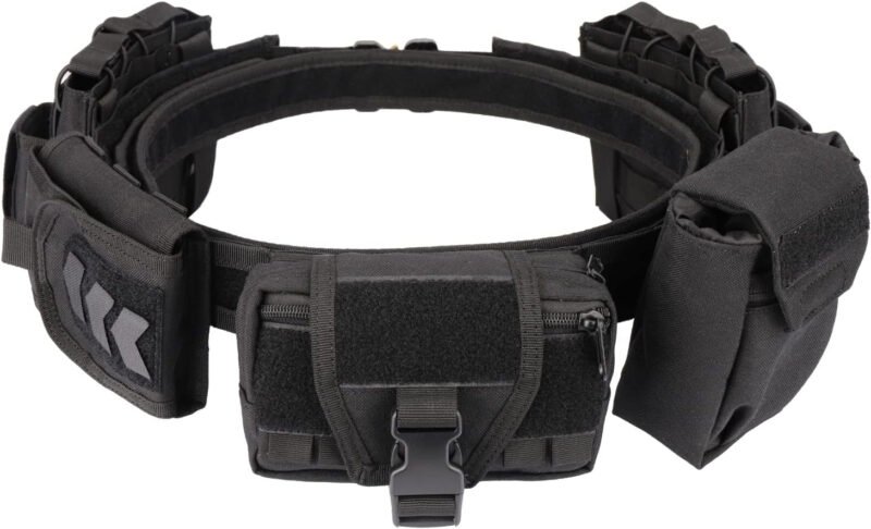 YAKEDA Battle Belts for Men Tactical: Tactical Heavy Duty Belts Law Enforcement  Utility Belt with Pouches 7 PCS