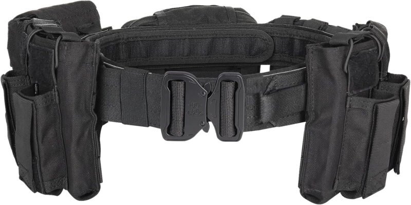 YAKEDA Battle Belts for Men Tactical: Tactical Heavy Duty Belts Law Enforcement  Utility Belt with Pouches 7 PCS