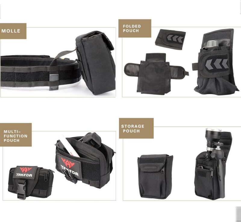 YAKEDA Battle Belts for Men Tactical: Tactical Heavy Duty Belts Law Enforcement  Utility Belt with Pouches 7 PCS