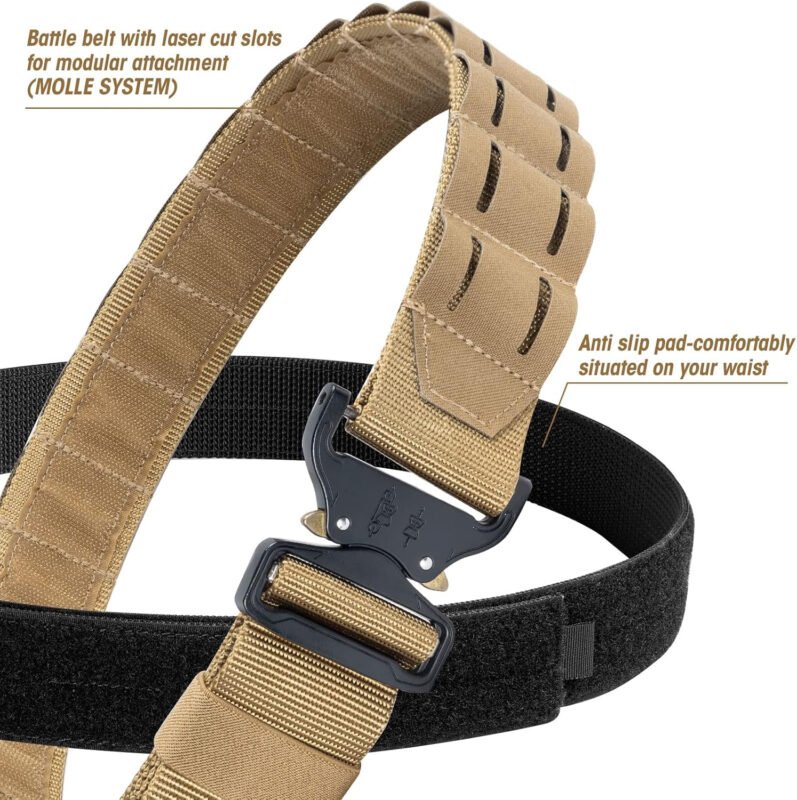VISMIX Tactical Belt Battle Belt, Quick Release Buckle 2″ MOLLE Gun Belt with 1.5″ Inner Belt for Shooting Hunting