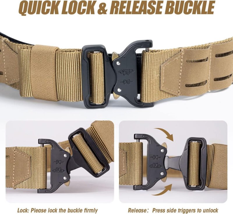 VISMIX Tactical Belt Battle Belt, Quick Release Buckle 2″ MOLLE Gun Belt with 1.5″ Inner Belt for Shooting Hunting