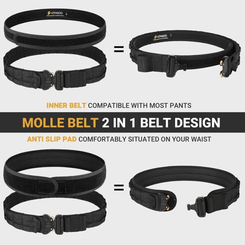 Tactical Belt, 1.75” Molle Belt with Cobra Quick Release Buckle, Heavy Duty Gun Belt with Anti-slip Pad