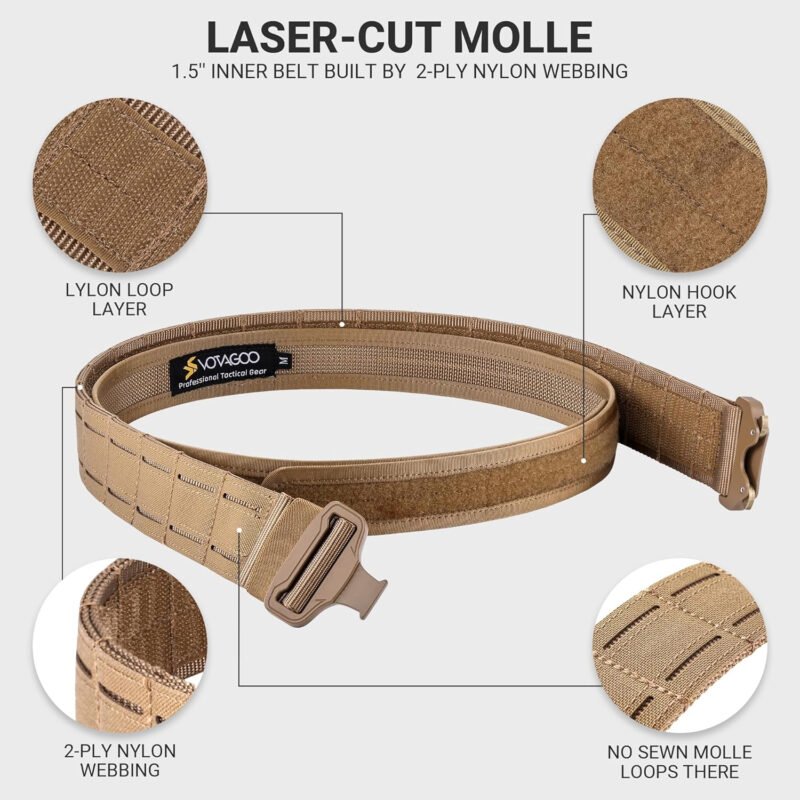 Tactical Belt-Battle Belt, with Quick Release Buckle MOLLE Belt, Law Enforcement Military Heavy Duty Gun Holster Belt