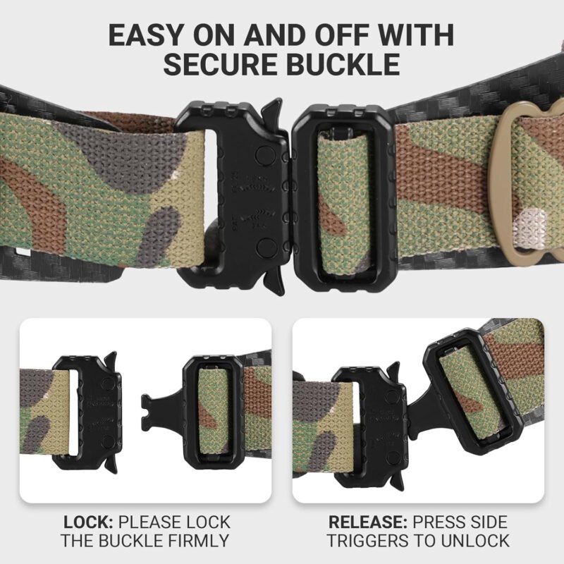 Tactical Belt, 1.75” MOLLE Battle Belt with Quick Release Buckle, Low Profile Laser-Cut Battle Belt for Range