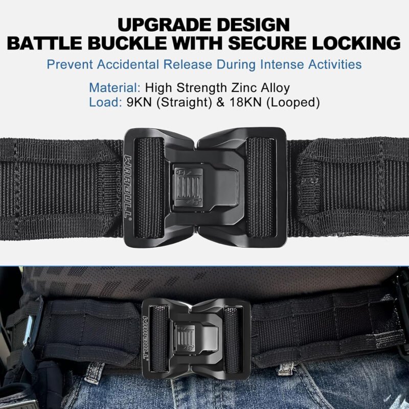 WarBull Tactical Battle Molle Belt, 2” Quick Release Gun Belt w/Secure Locking, 1.57” EDC Inner Belt, Duty Combat Belt