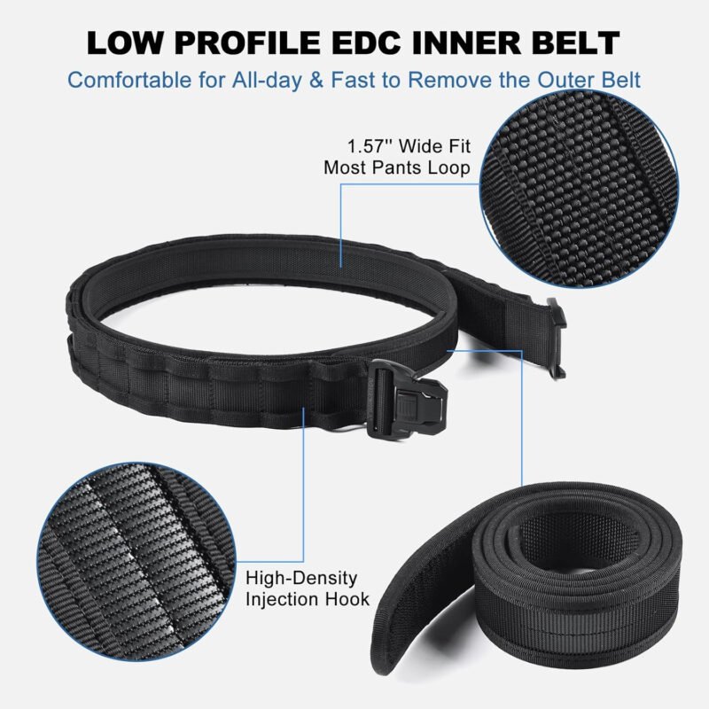 WarBull Tactical Battle Molle Belt, 2” Quick Release Gun Belt w/Secure Locking, 1.57” EDC Inner Belt, Duty Combat Belt