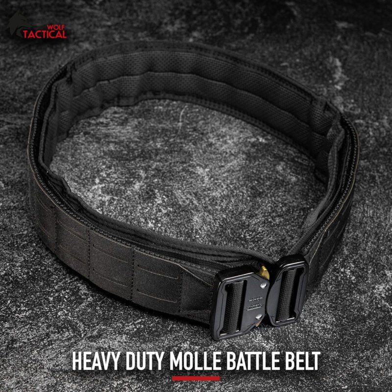 WOLF TACTICAL Molle Battle Belt – War Belt Battle Belts Tactical Gun Belt Duty Belt 2” Quick-Release Combat Belt