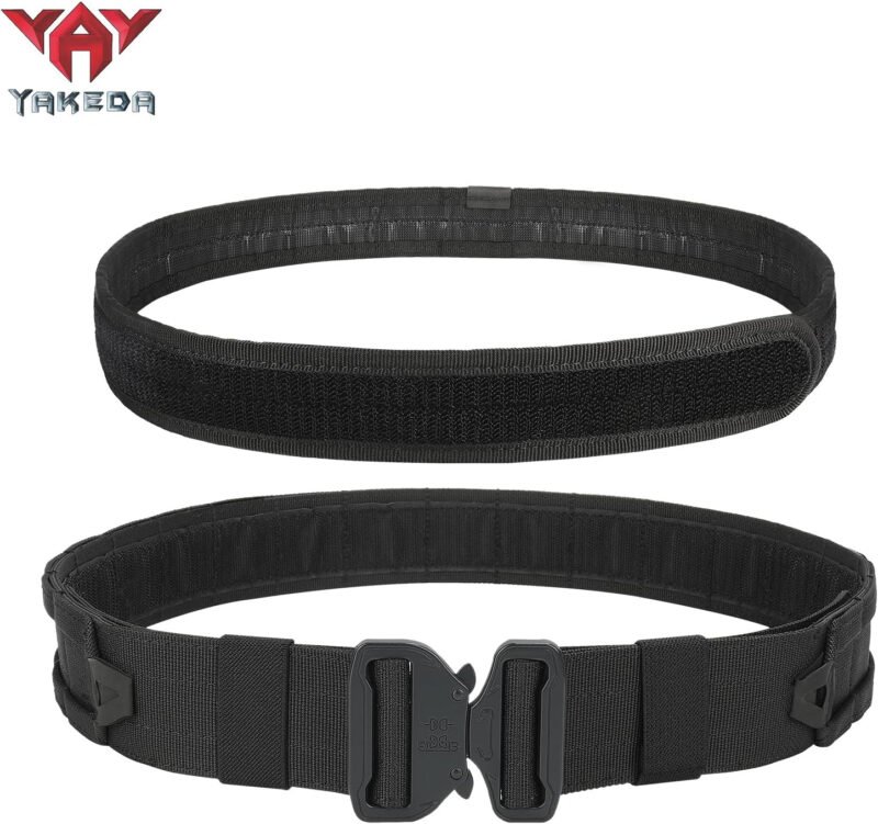 YAKEDA Battle Belts Tactical Molle Duty Belts Law Enforcement with Pouches 8-in-1 (Black)