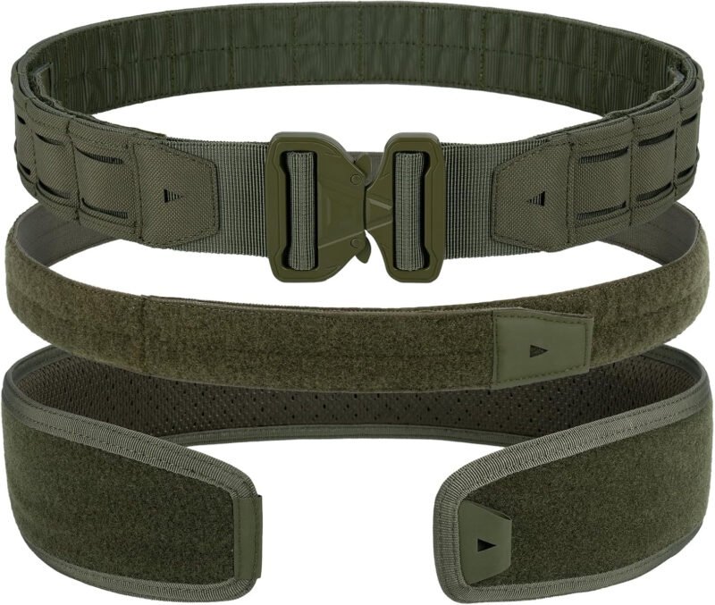 YAKEDA Tactical Battle Belt–Quick-Release Men’s Belts Padded Tactical Nylon Belts with Inner Belt & Anti-slip Belt