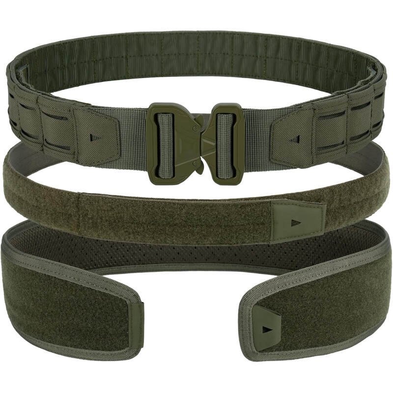 YAKEDA Tactical Battle Belt–Quick-Release Men’s Belts Padded Tactical Nylon Belts with Inner Belt & Anti-slip Belt