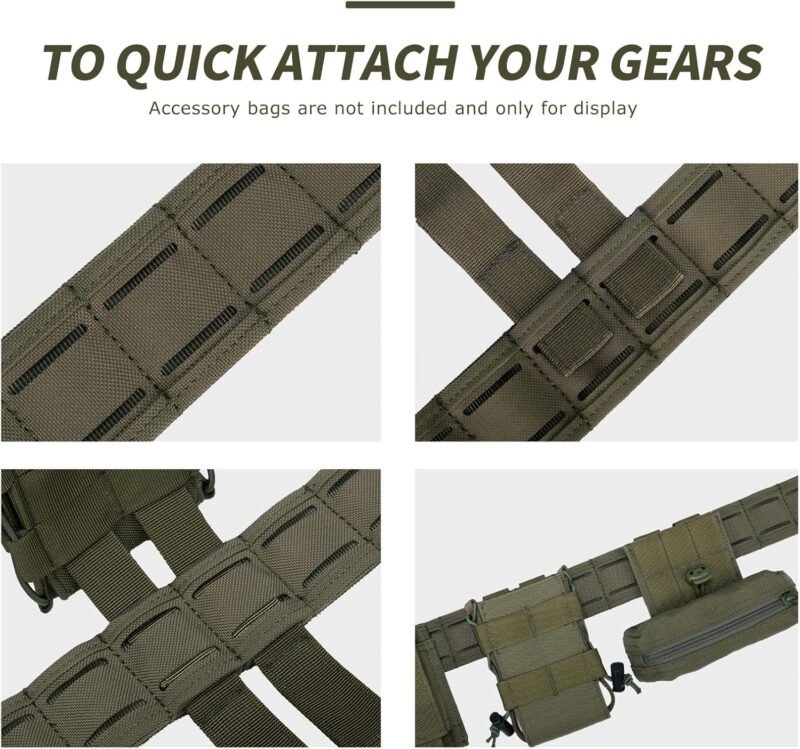 YAKEDA Tactical Battle Belt–Quick-Release Men’s Belts Padded Tactical Nylon Belts with Inner Belt & Anti-slip Belt