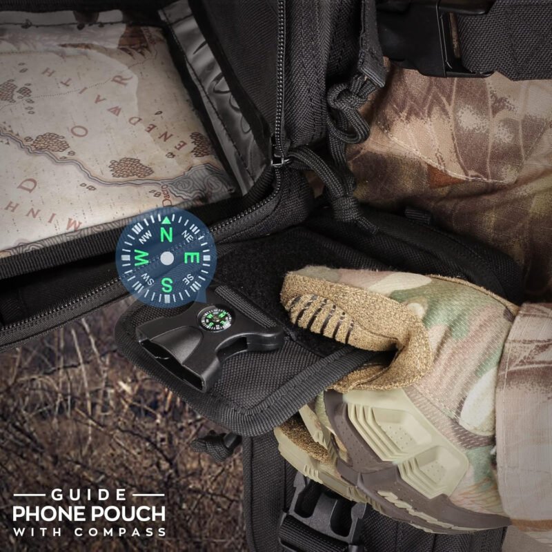WYNEX Tactical Compass Phone Pouch, Large Molle Smartphone Holster Case Double Capacity Small Utility EDC Pouch with Compass Buckle and Carabiner