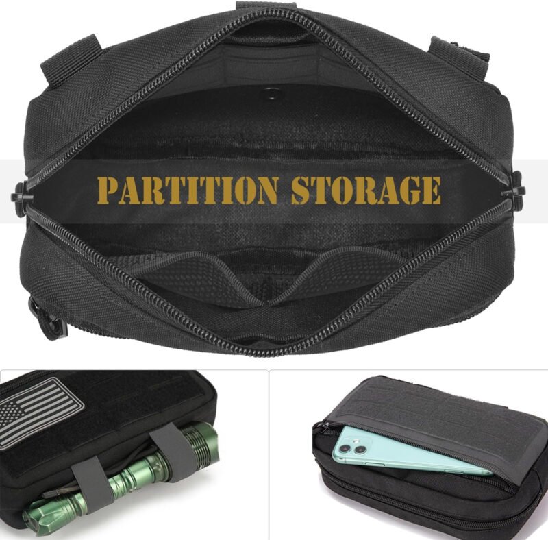 2 Pack Tactical Molle Admin Pouch with US Flag Patch and Keychain – Utility Laser Cut Tactical EDC Tool Pouch Bag Horizontal Modular Pouches Utility Tool Pouch