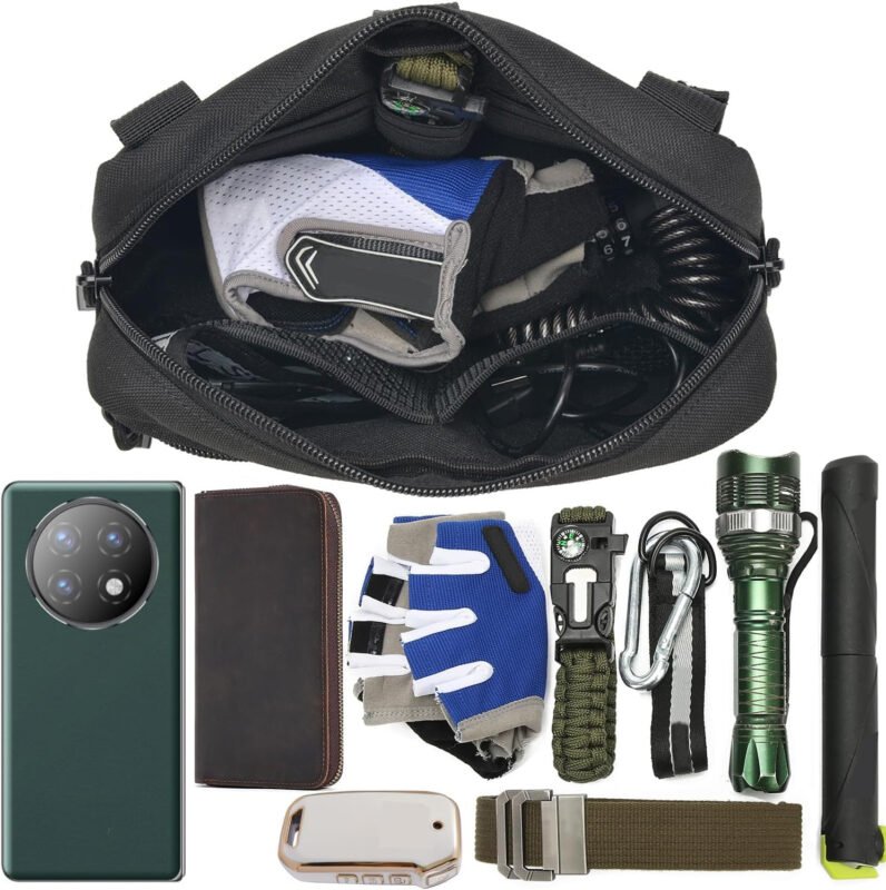 2 Pack Tactical Molle Admin Pouch with US Flag Patch and Keychain – Utility Laser Cut Tactical EDC Tool Pouch Bag Horizontal Modular Pouches Utility Tool Pouch