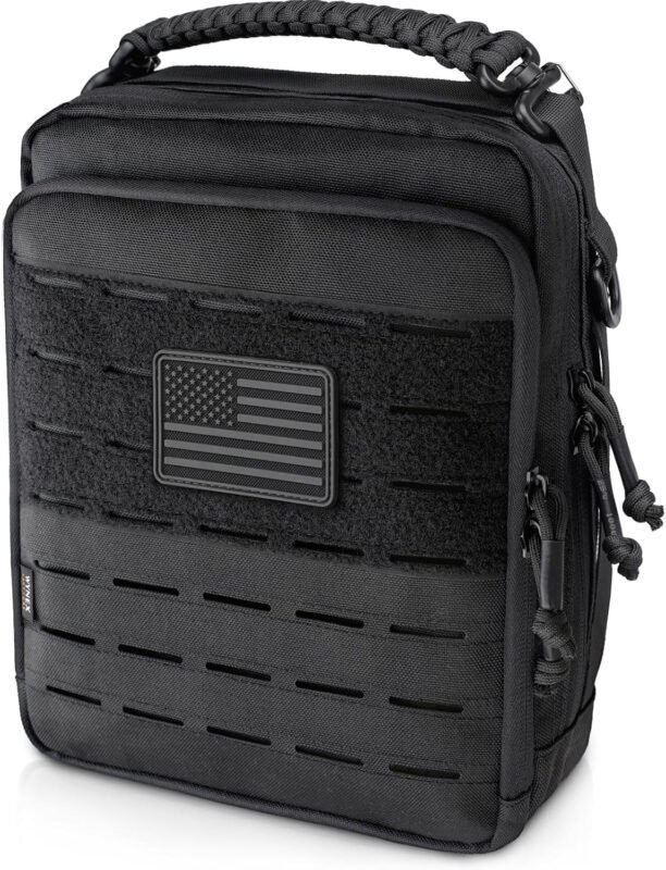 WYNEX Tactical Molle Admin Pouch, Utility EDC Pouch Organizer Modular Tool Pouch of Double Layer Design Medical EMT Attachment Bag Large Capacity with Elastic Webbing Insert Panel