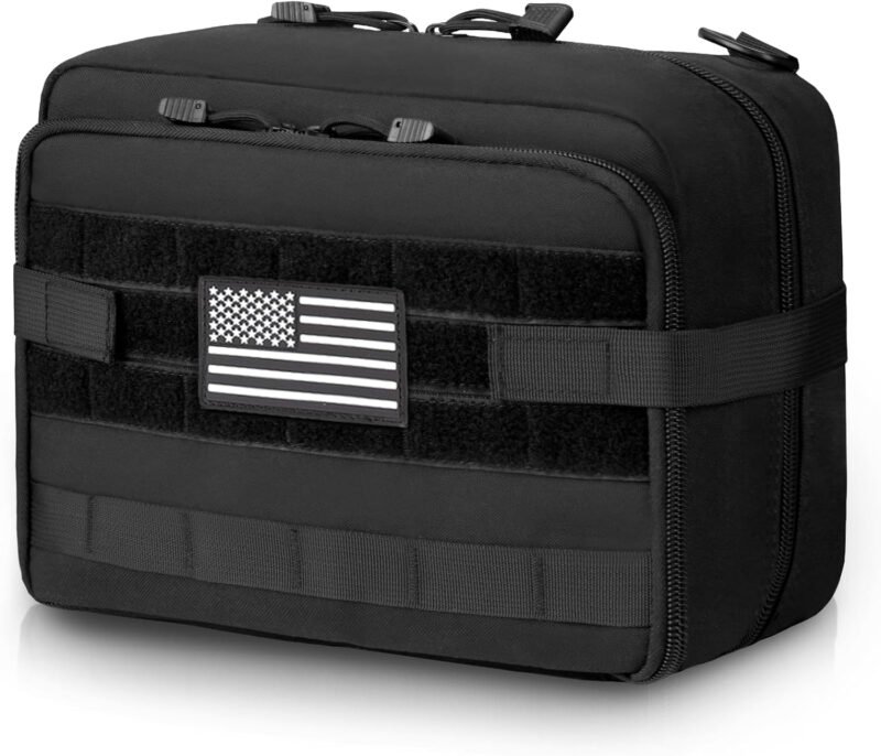 Jueachy Tactical Molle Pouch Large Admin Bag Utility Tool Pouches Molle Attachment EDC Pouches Expandable Molle Accessories Organizer Medical Pocket U.S.A Patch Included