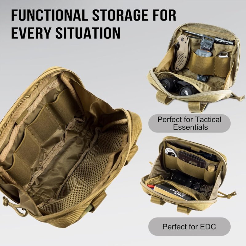 OneTigris MOLLE Pouch, Tactical Admin Pouch Belt EDC Tool Organizer Zippered Utility Waist Pack 7.5″x5″x2″