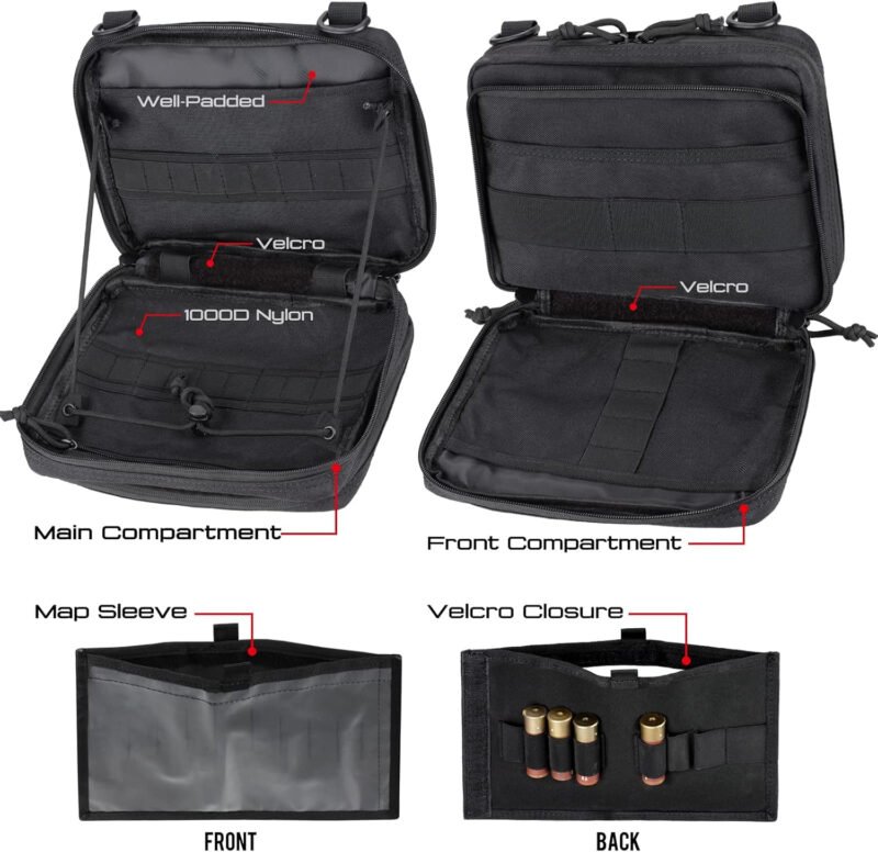 WYNEX Tactical Molle Admin Pouch of Laser Cut Design, Utility Pouches Molle Attachment Military Medical EMT Organizer with Map Pocket EDC EMT Pack IFAK Tool Holder Universal U.S.A Patch Included