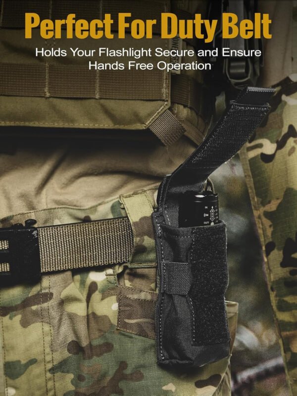 OneTigris Flashlight Holster Flashlight Holder Molle Flashlight Holster Tactical Flashlight Pouch Holder for Belt 1000D Cordura Nylon