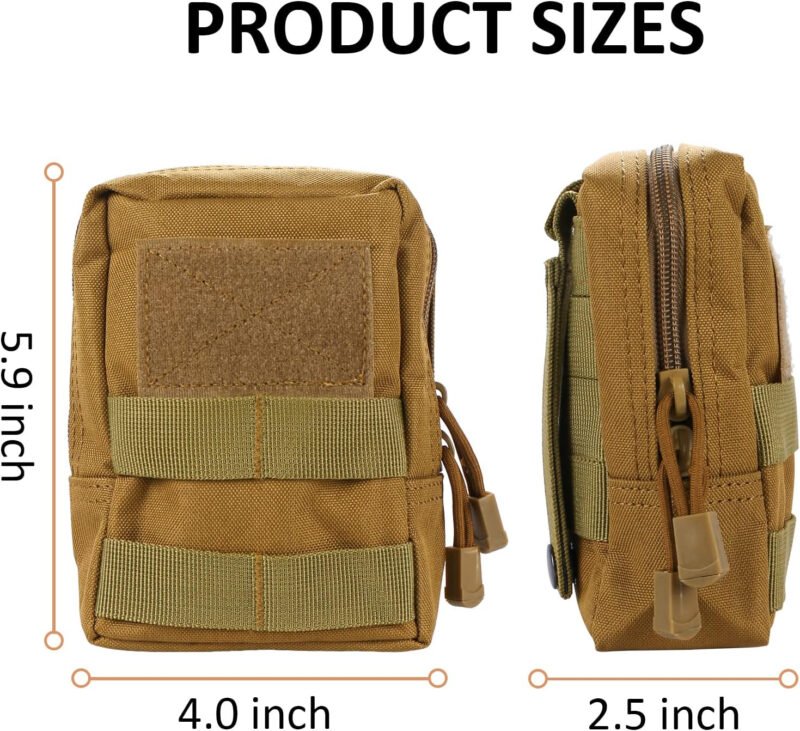 4-Pack Molle Pouch Tactical Utility EDC Small Bags Pouches with 4 Detachable Patch & 4 D-Ring Clips