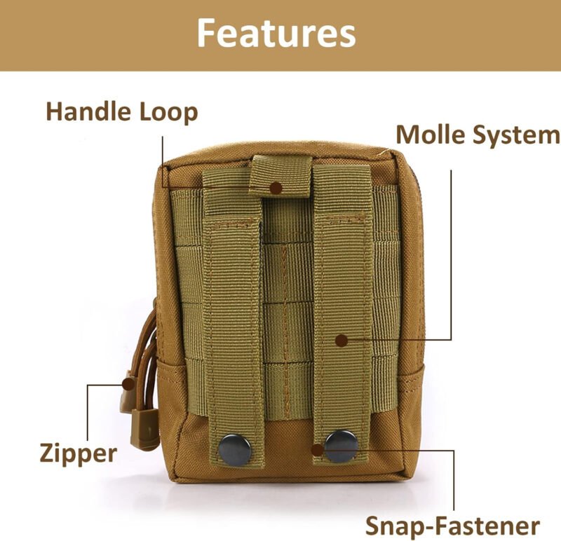 4-Pack Molle Pouch Tactical Utility EDC Small Bags Pouches with 4 Detachable Patch & 4 D-Ring Clips