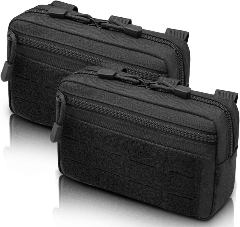 2 Pack 1000D Laser Cut Molle Pouches – Tactical Compact Water-Resistant Utility Admin Pouch for Vest Backpack Duty Belt Tactical Vests
