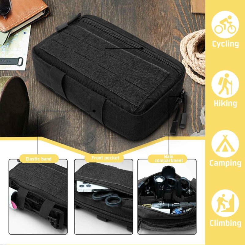 2 Pack 1000D Laser Cut Molle Pouches – Tactical Compact Water-Resistant Utility Admin Pouch for Vest Backpack Duty Belt Tactical Vests