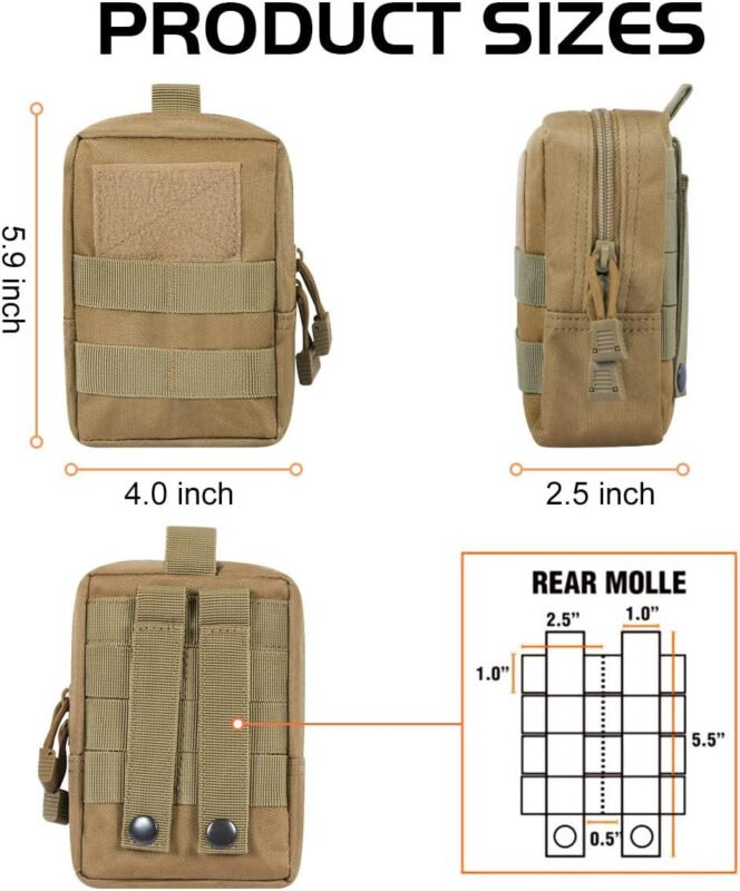 Gogoku 3 Pack Molle Pouch Combo Water Bottle Pouch Holder Tactical Molle Pouches Compact Utility Waist Bag Pack